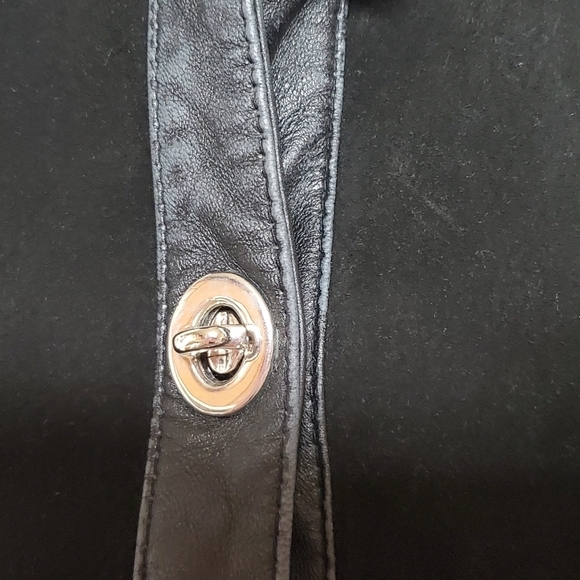 Vintage Retro Y2K Escapades Black Suede Leather Ribbed Sweater Turnlock Jacket M - Picture 7 of 13